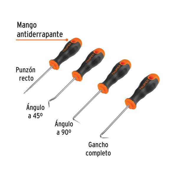 14210 - Juego de 4 puntas y ganchos multiusos, Truper