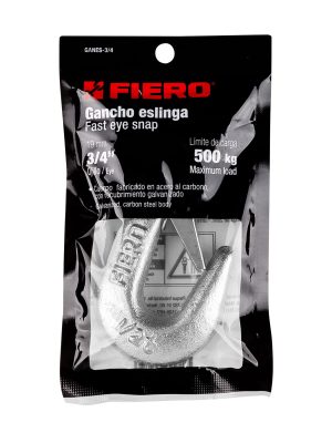44075 - Gancho eslinga de acero forjado 3/4', carga 500 kg, Fiero