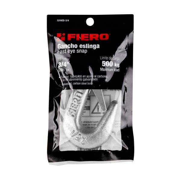 44075 - Gancho eslinga de acero forjado 3/4', carga 500 kg, Fiero