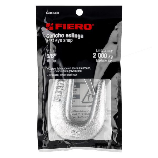 44078 - Gancho eslinga de acero forjado 5/8', carga 2000 kg, Fiero