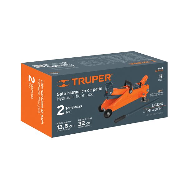 14944 - Gato hidráulico de patín, 2t, 30 movimientos, Truper