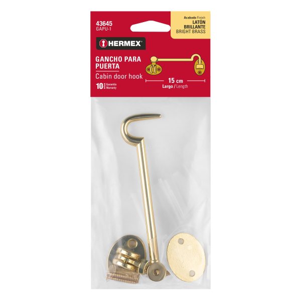 43645 - Gancho latonado para puerta, HERMEX