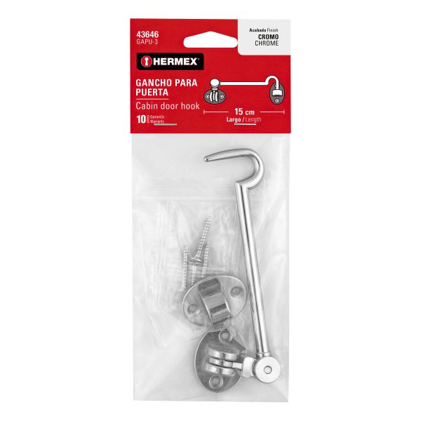 43646 - Gancho cromado para puerta, HERMEX