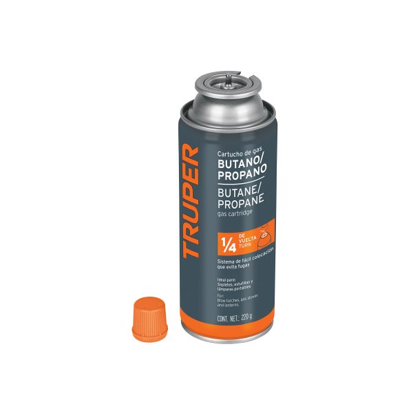 11920 - Lata de gas de 220g con válvula de 1/4 de vuelta, TRUPER