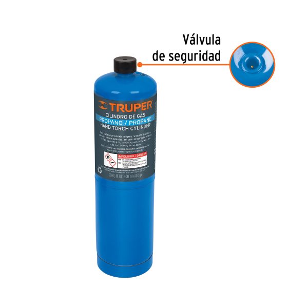 11913 - Cilindro de gas propano de 400g, azul, TRUPER