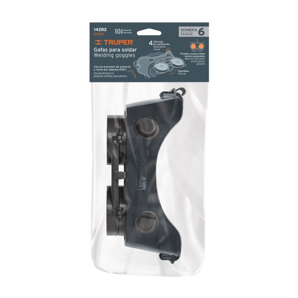 14282 - Gafas p/soldar c/4 válvulas de ventilación, sombra 6, TRUPER