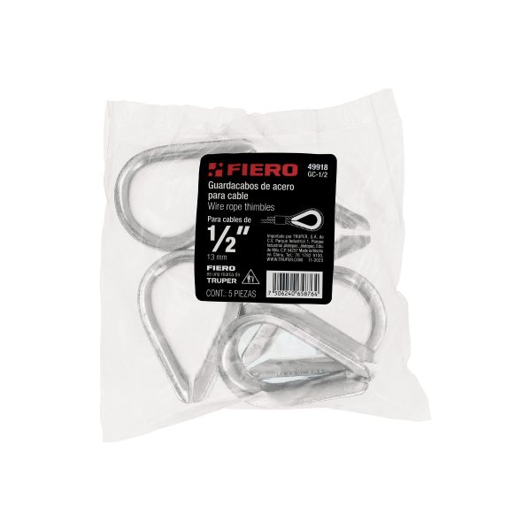 49918 - Bolsa con 5 guardacabos para cable de acero de 1/2', Fiero