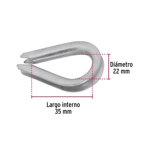 49908 - Bolsa con 10 guardacabos para cable de acero de 1/8', Fiero