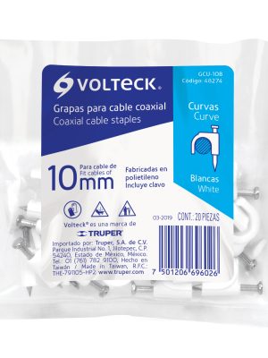 48274 - Bolsa con 20 grapas blancas de 10 mm para cable redondo