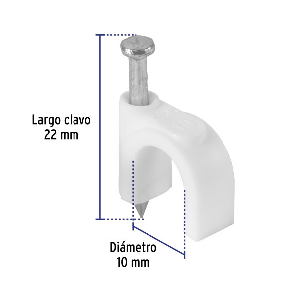 48274 - Bolsa con 20 grapas blancas de 10 mm para cable redondo