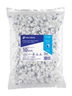 43043 - Bolsa con 500 grapas blancas de 10 mm para cable redondo