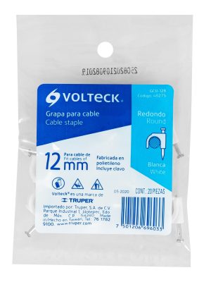48275 - Bolsa con 20 grapas blancas de 12 mm para cable redondo