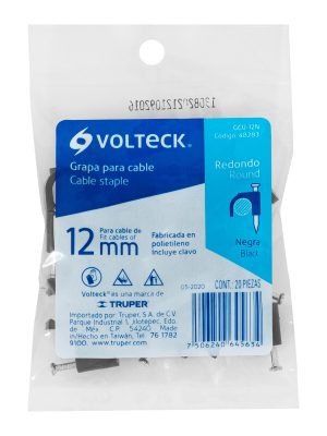 48283 - Bolsa con 20 grapas negras de 12 mm para cable redondo