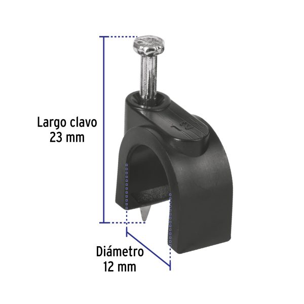 48283 - Bolsa con 20 grapas negras de 12 mm para cable redondo