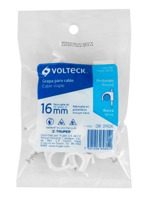 48276 - Bolsa con 20 grapas blancas de 16 mm para cable redondo