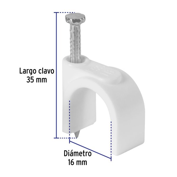 48276 - Bolsa con 20 grapas blancas de 16 mm para cable redondo