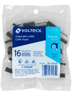 48284 - Bolsa con 20 grapas negras de 16 mm para cable redondo
