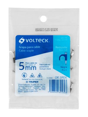 48280 - Bolsa con 20 grapas negras de 5 mm para cable redondo