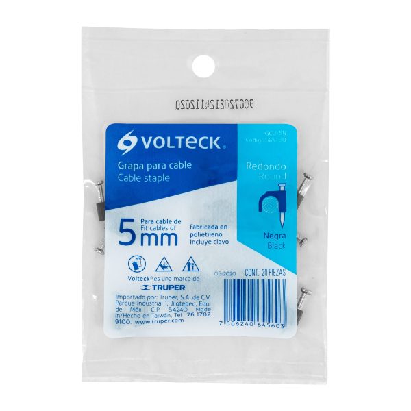 48280 - Bolsa con 20 grapas negras de 5 mm para cable redondo