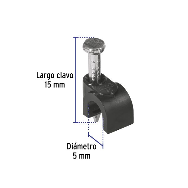 48280 - Bolsa con 20 grapas negras de 5 mm para cable redondo