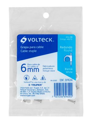 48272 - Bolsa con 20 grapas blancas de 6 mm para cable redondo
