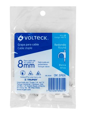 48273 - Bolsa con 20 grapas blancas de 8 mm para cable redondo