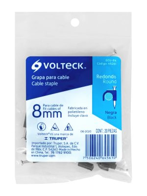 48281 - Bolsa con 20 grapas negras de 8 mm para cable redondo