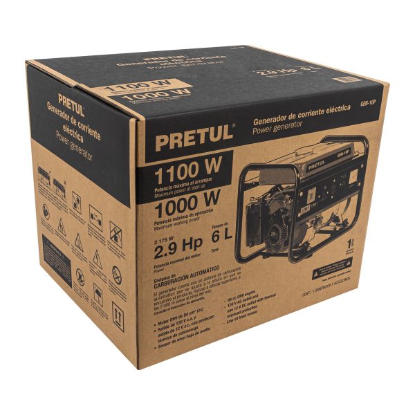26033 - Generador portátil 1 kW motor a gasolina, PRETUL