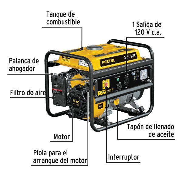 26033 - Generador portátil 1 kW motor a gasolina, PRETUL