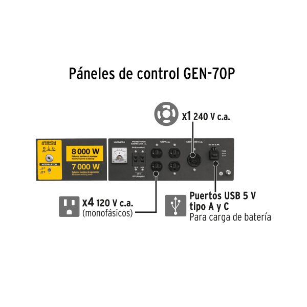 26036 - Generador portátil 7 kW motor a gasolina, PRETUL