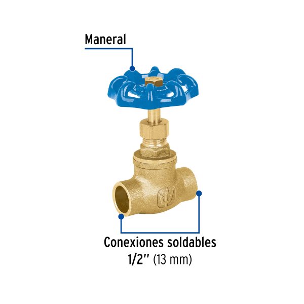 49040 - Válvula de globo de latón, soldable de 1/2', Foset