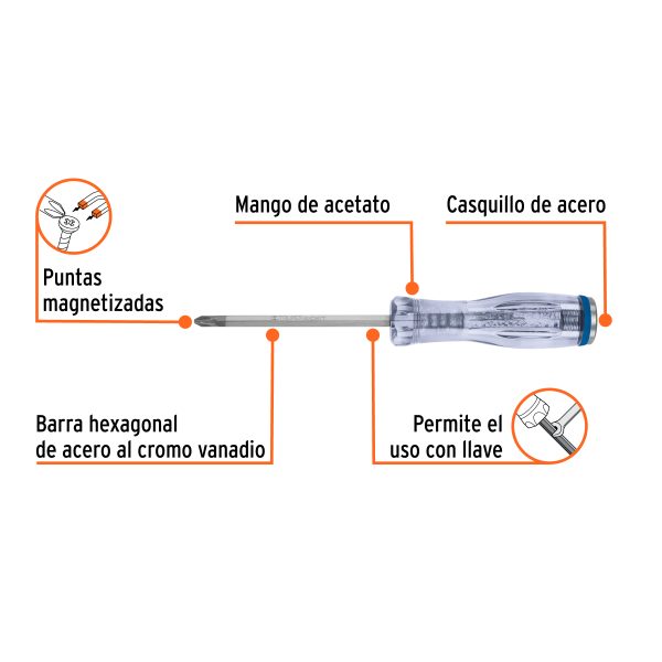 14146 - Desarmador de cruz de golpe 1/4' x 4', Truper Expert