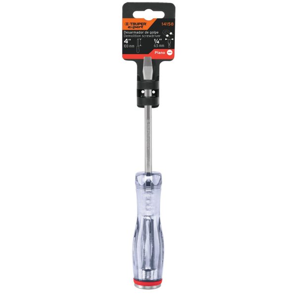 14158 - Desarmador plano de golpe 1/4' x 4', Truper Expert