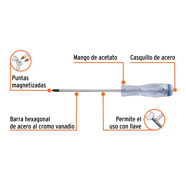 14149 - Desarmador de cruz de golpe 1/4' x 6', Truper Expert