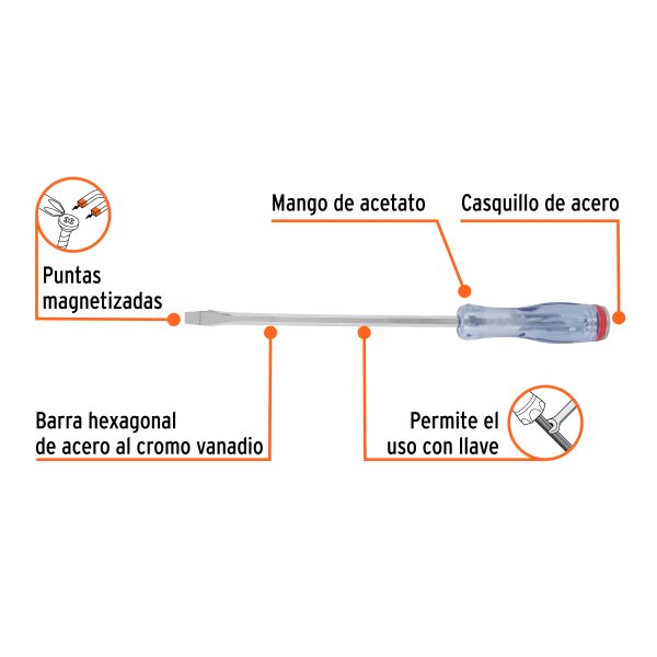 14164 - Desarmador plano de golpe 5/16' x 8', Truper Expert