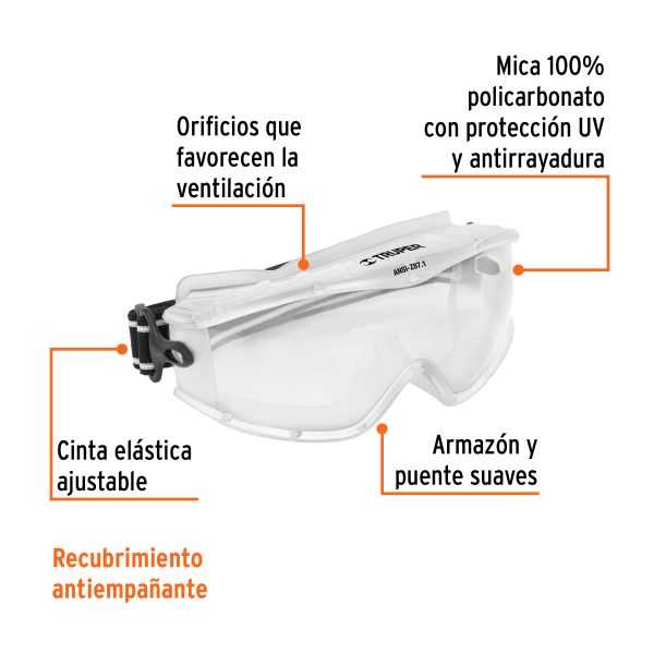 14214 - Goggles de seguridad profesionales, antiempaño, Expert