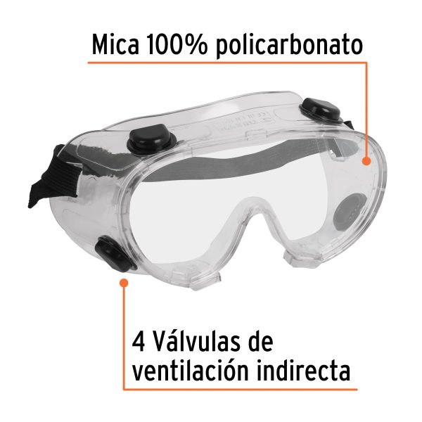14220 - Goggles de seguridad con válvulas de ventilación indirecta