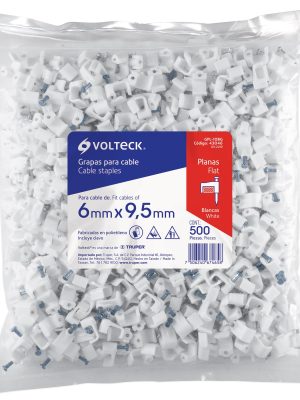 GPL-10BGE1.jpg 43046 - Bolsa con 500 grapas blancas de 6 x 9.5 mm para cable plano