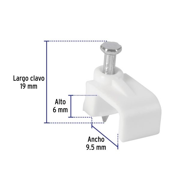 43046 - Bolsa con 500 grapas blancas de 6 x 9.5 mm para cable plano