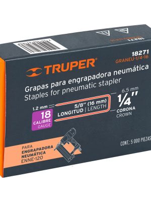 GRANEU-1-4-16E1.jpg 18271 - Caja con 5000 grapas corona 1/4' calibre 18, 16mm p/ENNE-120