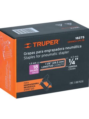 GRANEU-1-4-28E1.jpg 18275 - Caja con 5000 grapas corona 1/4' calibre 18, 28mm p/ENNE-120