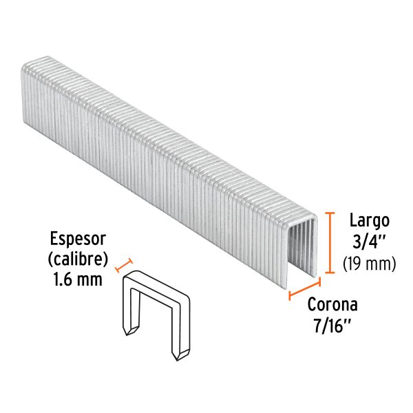 GRANEU-7-16-19FC1.jpg 13320 - Caja con 1000 grapas corona 7/16' cal. 16, 19mm p/ENNE-160