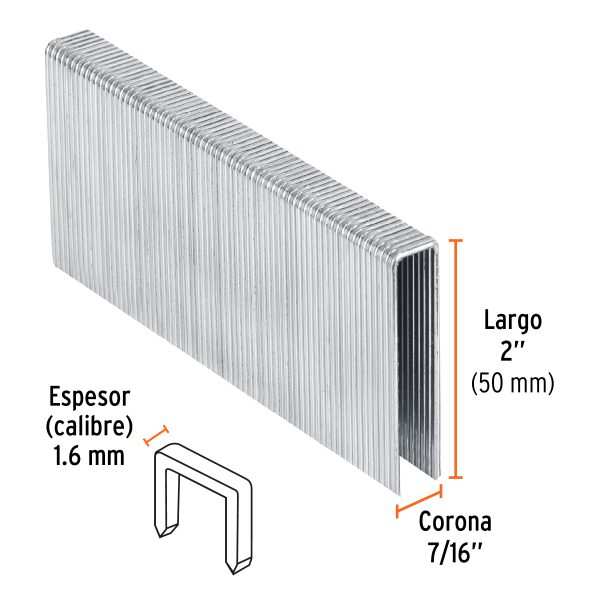 13349 - Caja con 1000 grapas corona 7/16' cal. 16, 50mm p/ENNE-160