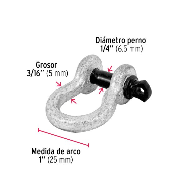 44966 - Grillete de acero forjado 3/16', Fiero
