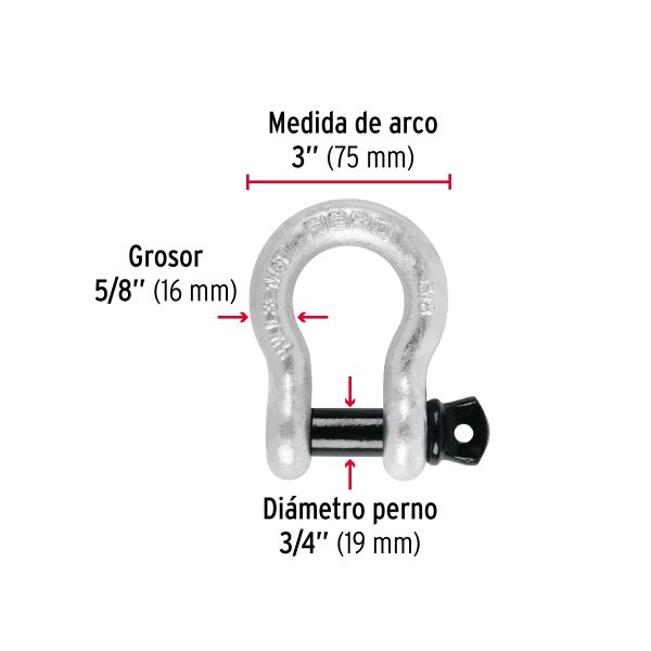 44972 - Grillete de acero forjado 5/8', Fiero