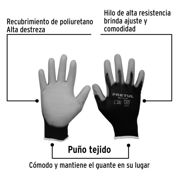 20029 - Guantes de nylon recubiertos de poliuretano, CH, PRETUL
