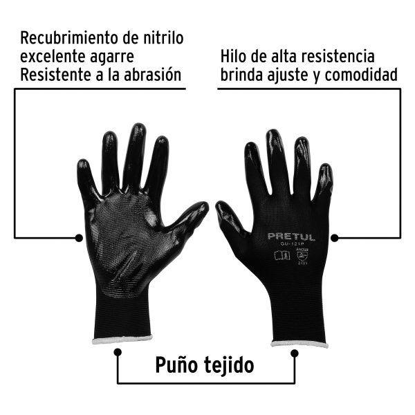20026 - Guantes de nylon recubiertos de nitrilo, CH, PRETUL