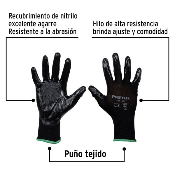 20027 - Guantes de nylon recubiertos de nitrilo, M, PRETUL