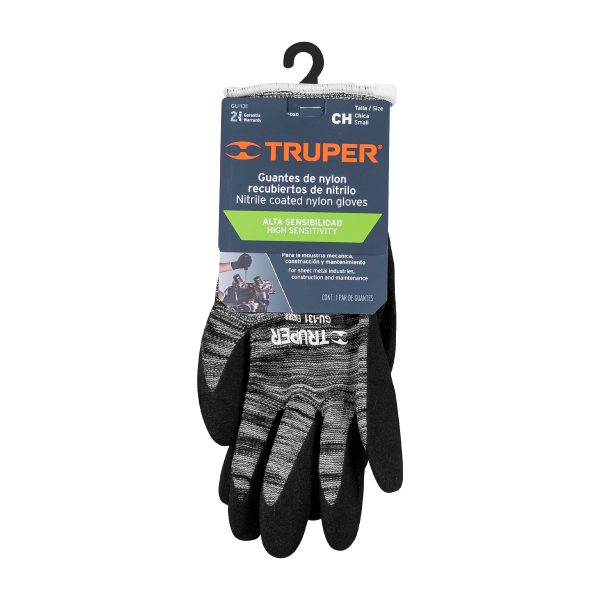 17063 - Guantes de nylon recubiertos de nitrilo arenoso, CH, TRUPER