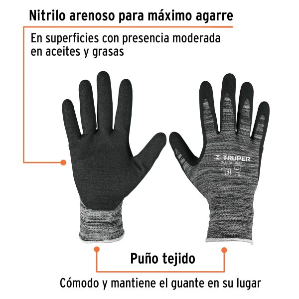 17063 - Guantes de nylon recubiertos de nitrilo arenoso, CH, TRUPER